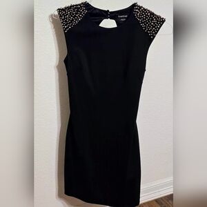 Sexy bebe Black Backless Sheath Mini Dress Crew Neck Sleeveless Sz XXS 0076